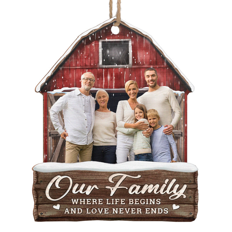Family Custom Photo Enjoy The Christmas Season Together - Family Personalized Custom Ornament - Acrylic, Wood Custom Shaped - Christmas Gift For Family Members