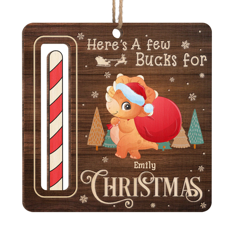 Quelques dollars pour un petit dinosaure - Ornement personnalisé pour la famille, porte-monnaie - Bois en forme personnalisée - Cadeau de Noël pour les membres de la famille