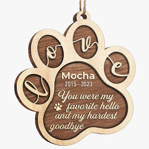 You Left Paw Prints On Our Hearts - Memorial Personalized Custom Ornament - Wood Paw Shaped - Christmas Gift, Sympathy Gift For Pet Owners, Pet Lovers