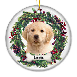 Décoration de Noël personnalisée pour bébé en fourrure avec photo - Décoration ronde en céramique pour chien et chat - Cadeau de Noël pour les propriétaires et les amoureux des animaux