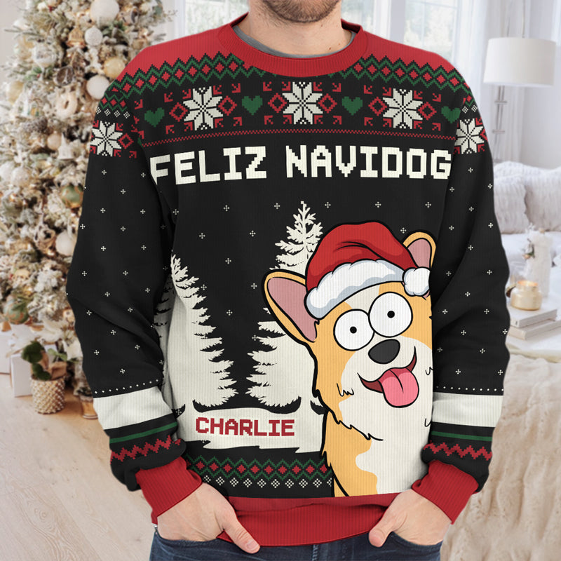 Je suis le chien coquin - Sweat-shirt personnalisé pour chien - Pull en laine unisexe - Cadeau de Noël pour les propriétaires et les amoureux des animaux