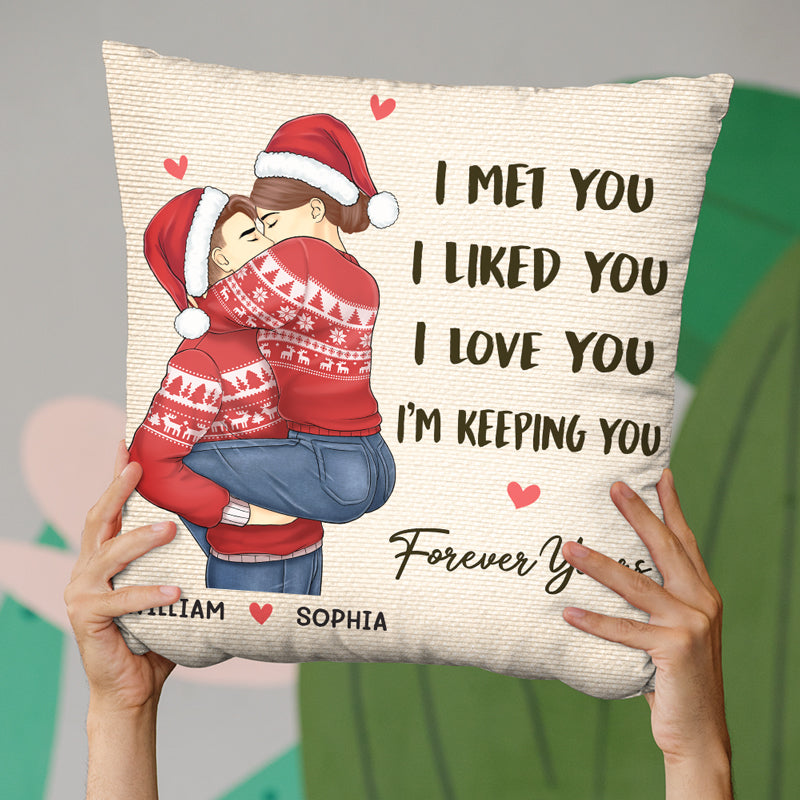 Je t'ai rencontré, je t'ai aimé pour toujours - Oreiller personnalisé pour couple - Cadeau de Noël pour mari et femme, anniversaire