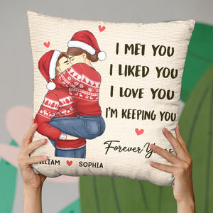 Je t'ai rencontré, je t'ai aimé pour toujours - Oreiller personnalisé pour couple - Cadeau de Noël pour mari et femme, anniversaire