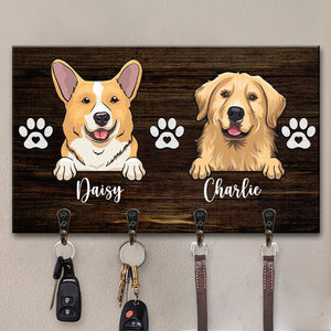 La vie est meilleure avec des bébés à fourrure ! Porte-clés rectangulaire personnalisé en forme de chien, décoration d'intérieur personnalisée, cadeau de pendaison de crémaillère pour propriétaires et amoureux des animaux.