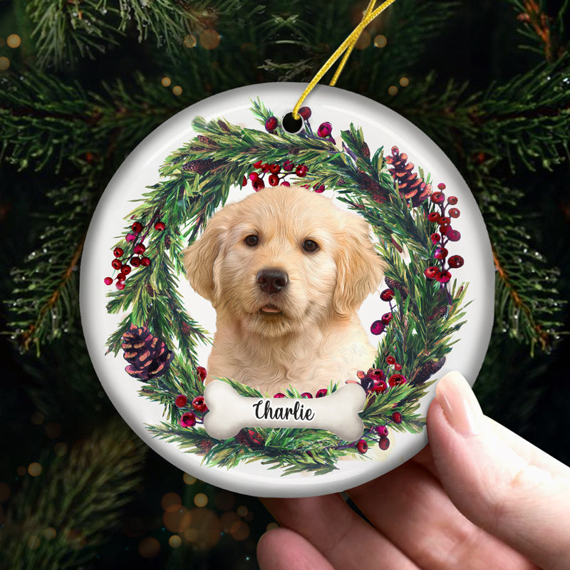 Décoration de Noël personnalisée pour bébé en fourrure avec photo - Décoration ronde en céramique pour chien et chat - Cadeau de Noël pour les propriétaires et les amoureux des animaux