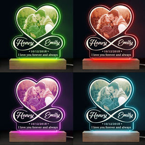 Photo personnalisée « Je t'aime à l'infini et au-delà » - Couple personnalisé personnalisé en forme de cœur infini lumière LED 3D - Cadeau pour mari femme, anniversaire