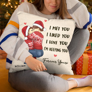 Je t'ai rencontré, je t'ai aimé pour toujours - Oreiller personnalisé pour couple - Cadeau de Noël pour mari et femme, anniversaire