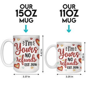 Mug personnalisé avec photo « Je suis à toi » (pas de remboursement) - Mug personnalisé avec effet gonflé en 3D - Cadeau pour mari et femme, anniversaire