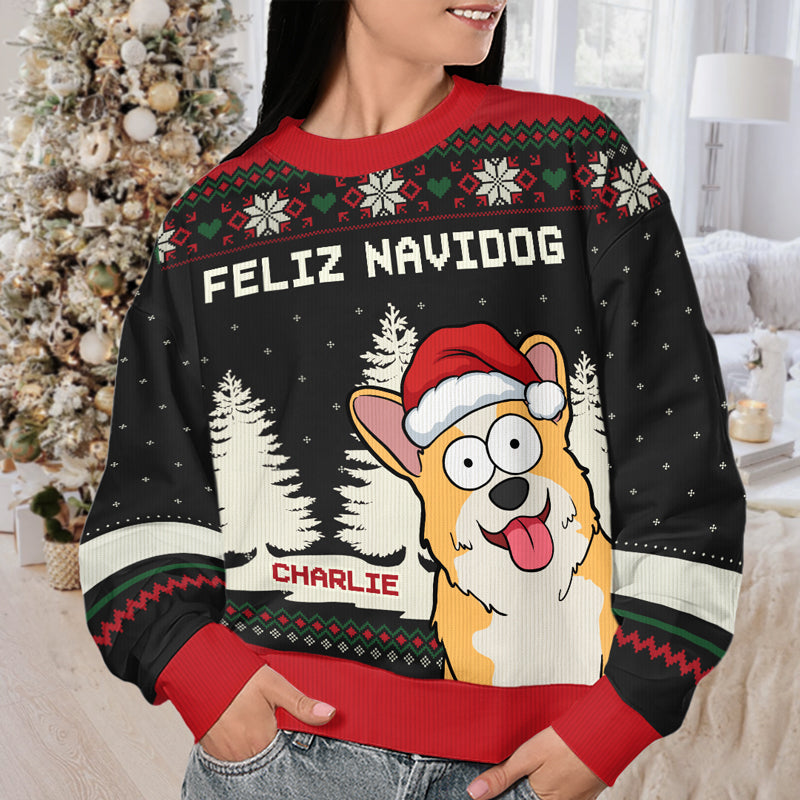 Je suis le chien coquin - Sweat-shirt personnalisé pour chien - Pull en laine unisexe - Cadeau de Noël pour les propriétaires et les amoureux des animaux