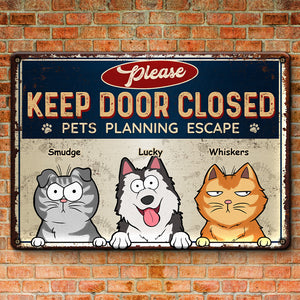 Animaux de compagnie en évasion - Plaque en métal personnalisée pour chien et chat - Cadeau pour propriétaires et amoureux des animaux