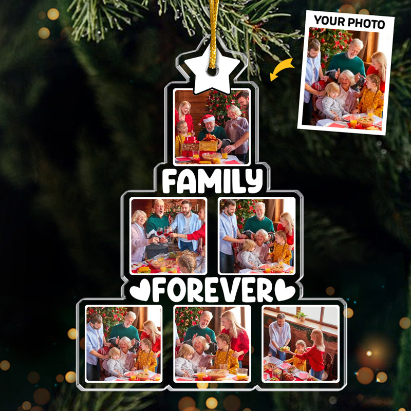 Photo personnalisée de famille : le plus beau cadeau de Noël - Décoration personnalisée pour la famille - Forme personnalisée en acrylique - Cadeau de Noël pour les membres de la famille et les frères et sœurs