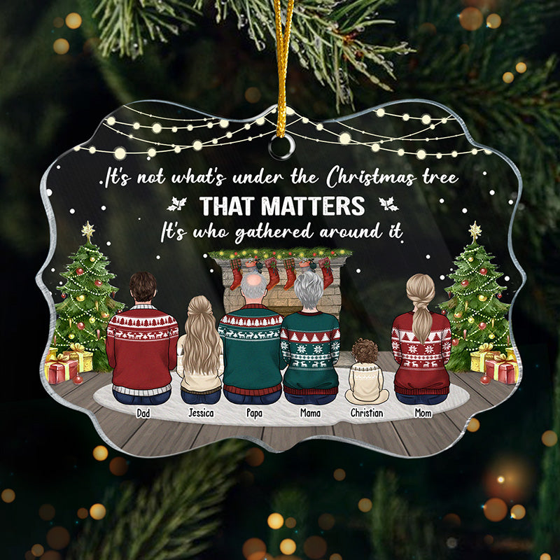 Réunis autour du sapin de Noël – Décoration familiale personnalisée – Acrylique en forme de Benelux – Cadeau de Noël pour les membres de la famille