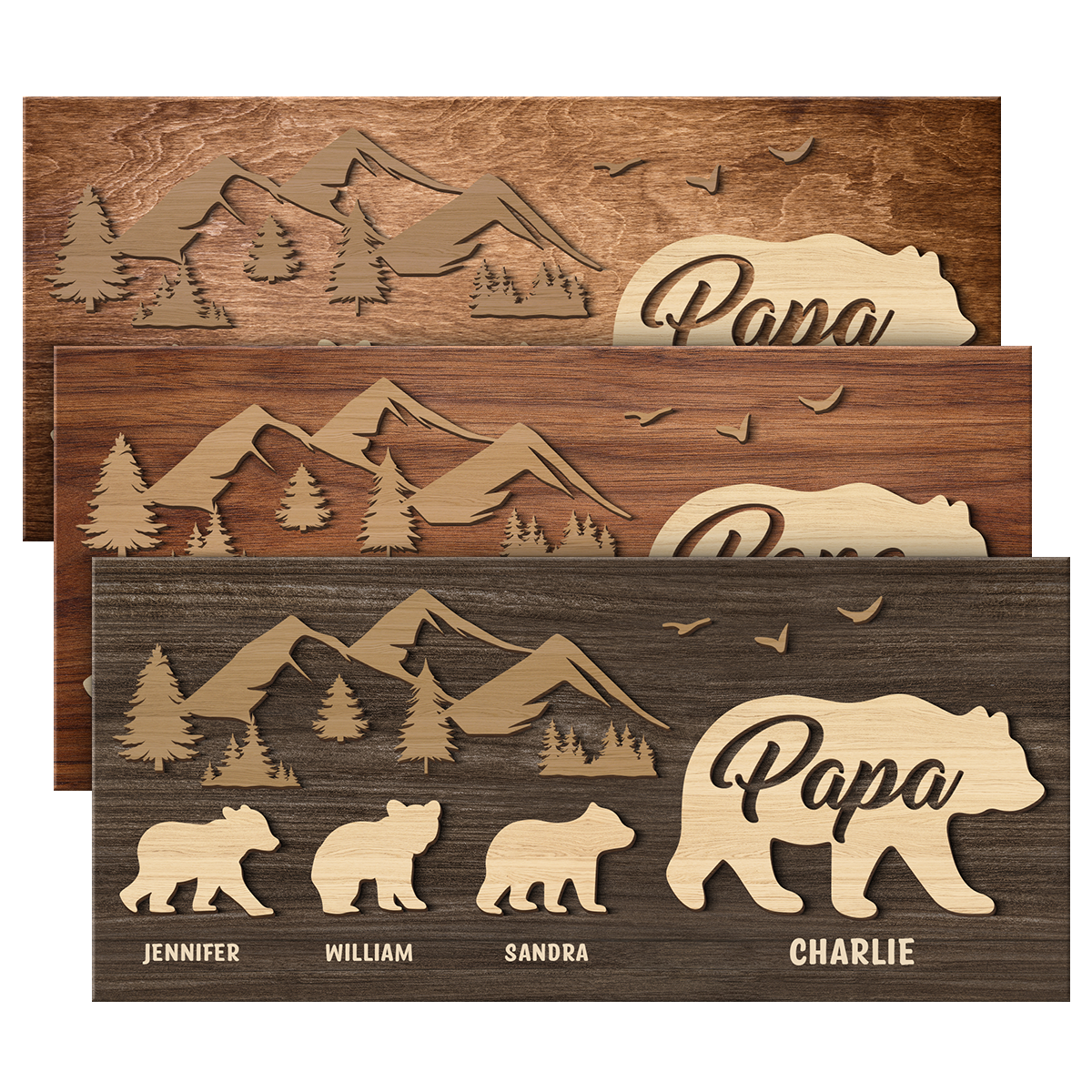 Follow Papa Bear - Family Personalized Custom Rectangle Shaped Home Decor Wood Sign - House Warming Gift For Dad