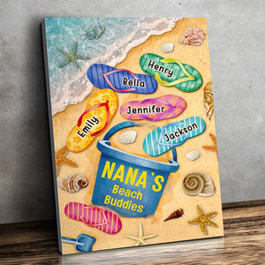 Beach Buddy - Toile verticale personnalisée pour la famille - Cadeau d'anniversaire pour grand-mère