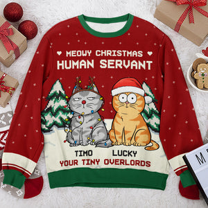 Passez un Noël très miaulant ! Sweat-shirt personnalisé avec chat, moche et personnalisé ! Pull unisexe en laine ! Cadeau de Noël pour les propriétaires et les amoureux des animaux.