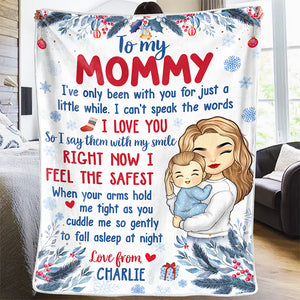 En sécurité dans vos bras - Couverture familiale personnalisée - Cadeau de naissance, cadeau de Noël pour la première maman
