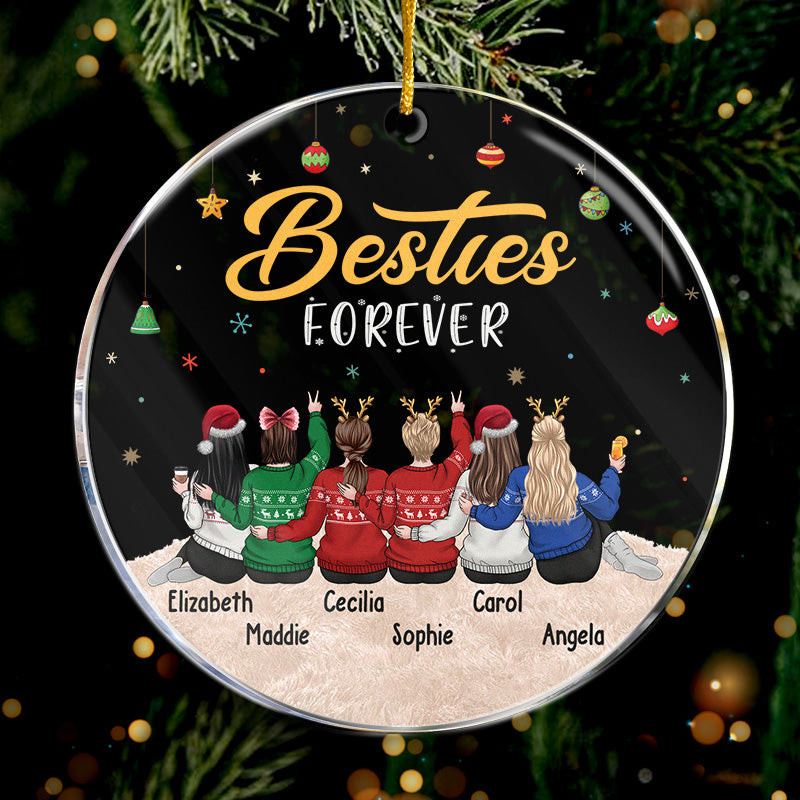 Sœurs pour toujours - Décoration personnalisée pour meilleure amie - Forme ronde en acrylique - Cadeau de Noël pour meilleures amies, meilleures amies, sœurs