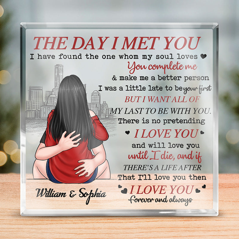 Tu fais de moi une meilleure personne - Plaque acrylique carrée personnalisée pour couple - Cadeau pour mari et femme, anniversaire