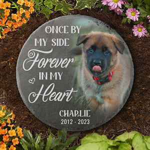 Photo personnalisée Une fois à mes côtés pour toujours dans mon cœur - Pierre commémorative personnalisée - Cadeau de condoléances pour les propriétaires d'animaux de compagnie et les amoureux des animaux