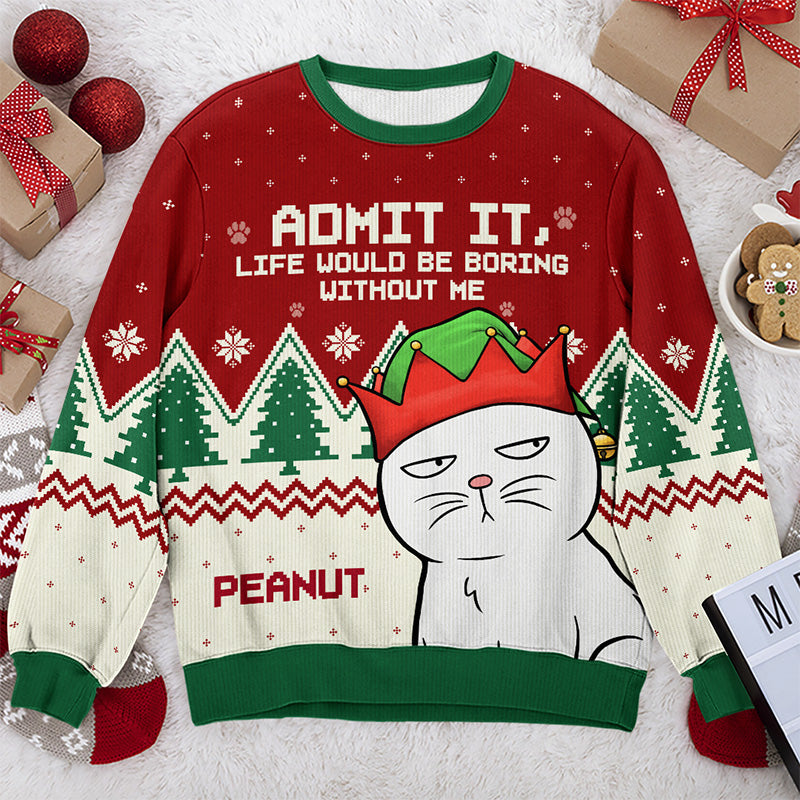 Vos petits seigneurs à fourrure - Sweat-shirt personnalisé pour chat - Pull en laine unisexe - Cadeau de Noël pour propriétaires et amoureux des animaux