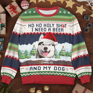 Sweat-shirt personnalisé avec photo « Pawsitively Joyful Howliday » pour chien - Pull en laine unisexe - Cadeau de Noël pour les propriétaires d'animaux, les amoureux des animaux et les membres de la famille