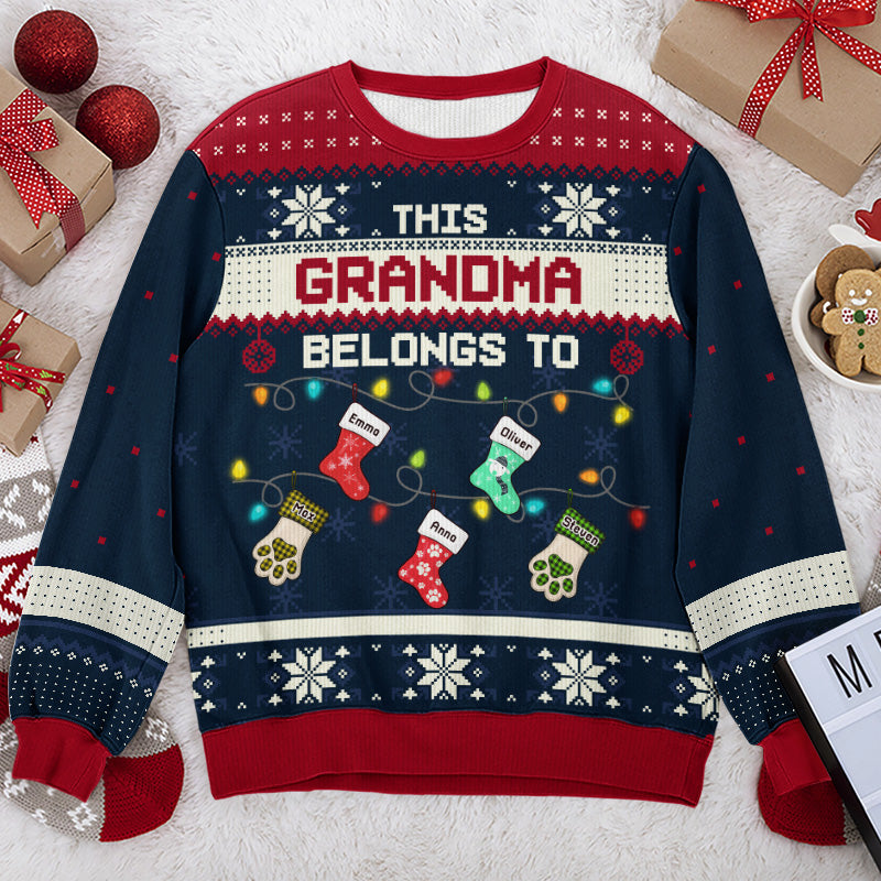 Heureux d'être appelé grand-mère - Sweat-shirt personnalisé pour la famille - Pull en laine unisexe - Cadeau de Noël pour grand-mère