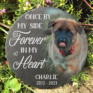 Photo personnalisée Une fois à mes côtés pour toujours dans mon cœur - Pierre commémorative personnalisée - Cadeau de condoléances pour les propriétaires d'animaux de compagnie et les amoureux des animaux