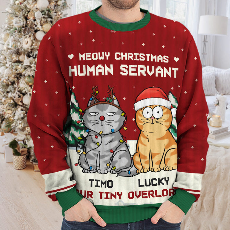 Passez un Noël très miaulant ! Sweat-shirt personnalisé avec chat, moche et personnalisé ! Pull unisexe en laine ! Cadeau de Noël pour les propriétaires et les amoureux des animaux.