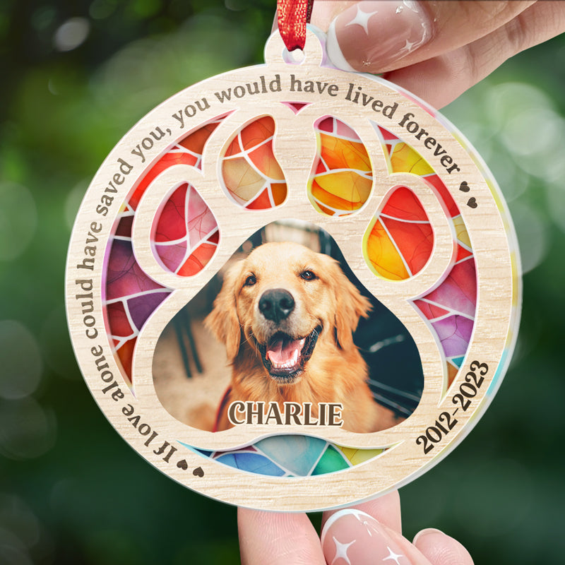 Custom Photo Once By My Side, Forever In My Heart - Memorial Personalized Custom Suncatcher Ornament - Acrylic Round Shaped - Sympathy Gift For Pet Owners, Pet Lovers