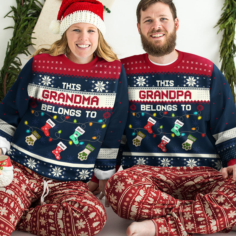 Heureux d'être appelé grand-mère - Sweat-shirt personnalisé pour la famille - Pull en laine unisexe - Cadeau de Noël pour grand-mère