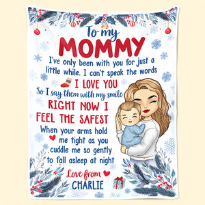 En sécurité dans vos bras - Couverture familiale personnalisée - Cadeau de naissance, cadeau de Noël pour la première maman