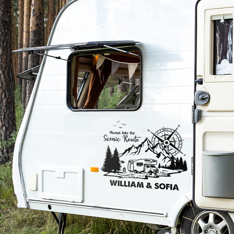 La maison est là où nous la garons - Autocollant de camping personnalisé pour camping-car - Cadeau pour mari, femme, amoureux du camping