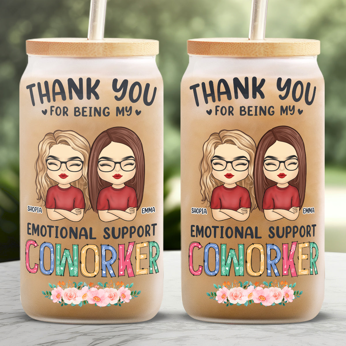 Tu es le meilleur collègue de soutien émotionnel - Tasse en verre personnalisée Bestie, tasse à café glacé - Cadeau pour meilleurs amis, BFF, sœurs, collègues
