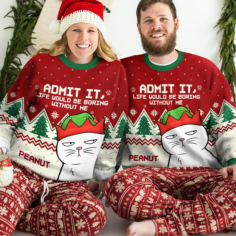 Vos petits seigneurs à fourrure - Sweat-shirt personnalisé pour chat - Pull en laine unisexe - Cadeau de Noël pour propriétaires et amoureux des animaux