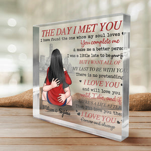Tu fais de moi une meilleure personne - Plaque acrylique carrée personnalisée pour couple - Cadeau pour mari et femme, anniversaire