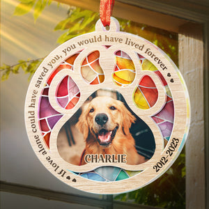 Custom Photo Once By My Side, Forever In My Heart - Memorial Personalized Custom Suncatcher Ornament - Acrylic Round Shaped - Sympathy Gift For Pet Owners, Pet Lovers