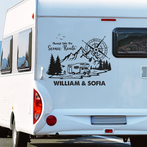 La maison est là où nous la garons - Autocollant de camping personnalisé pour camping-car - Cadeau pour mari, femme, amoureux du camping