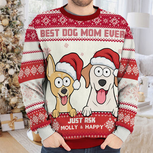 Best Dog Mum Ever - Dog Personalized Custom Ugly Sweatshirt - Unisex Wool Jumper - Christmas Gift For Pet Owners, Pet Lovers
