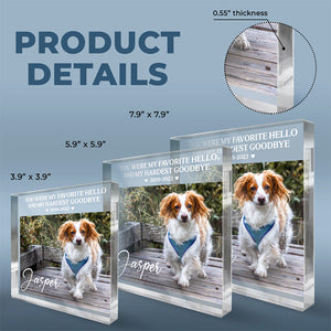 Photo personnalisée « Tu nous manques » - Plaque commémorative carrée en acrylique personnalisée - Cadeau de Noël, cadeau de condoléances pour les propriétaires d'animaux et les amoureux des animaux