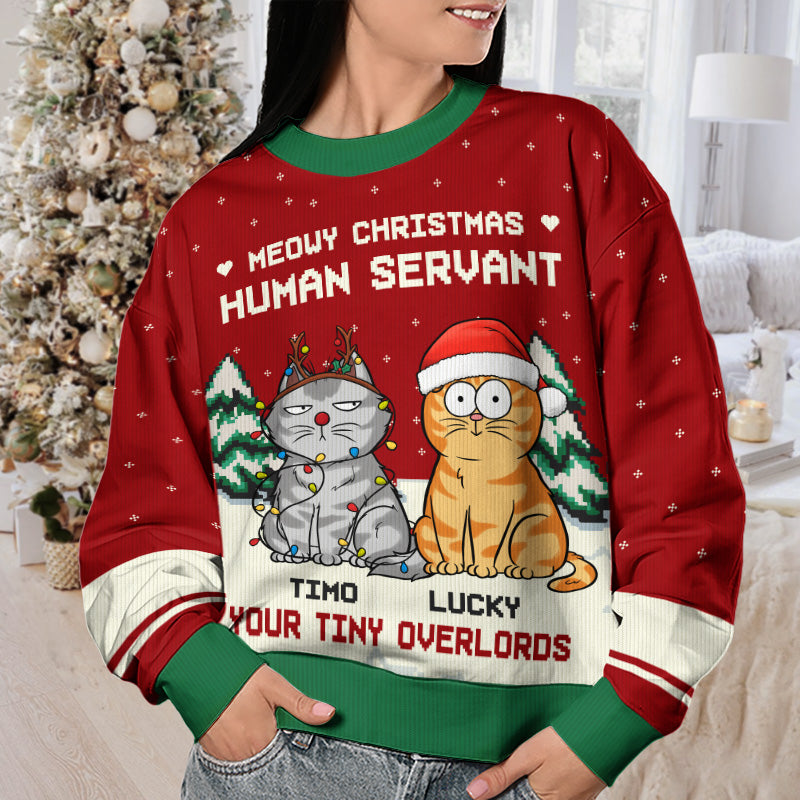 Passez un Noël très miaulant ! Sweat-shirt personnalisé avec chat, moche et personnalisé ! Pull unisexe en laine ! Cadeau de Noël pour les propriétaires et les amoureux des animaux.