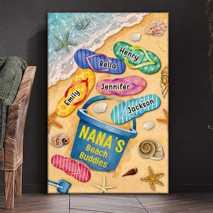 Beach Buddy - Toile verticale personnalisée pour la famille - Cadeau d'anniversaire pour grand-mère