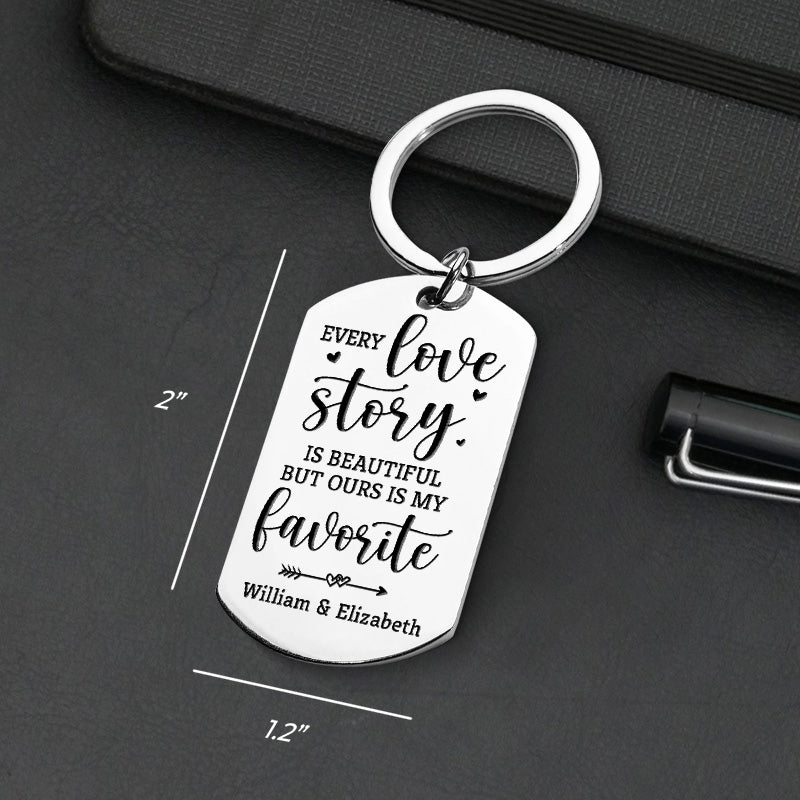 Notre histoire d'amour est ma préférée - Télécharger une image, cadeau pour les couples - Porte-clés personnalisé