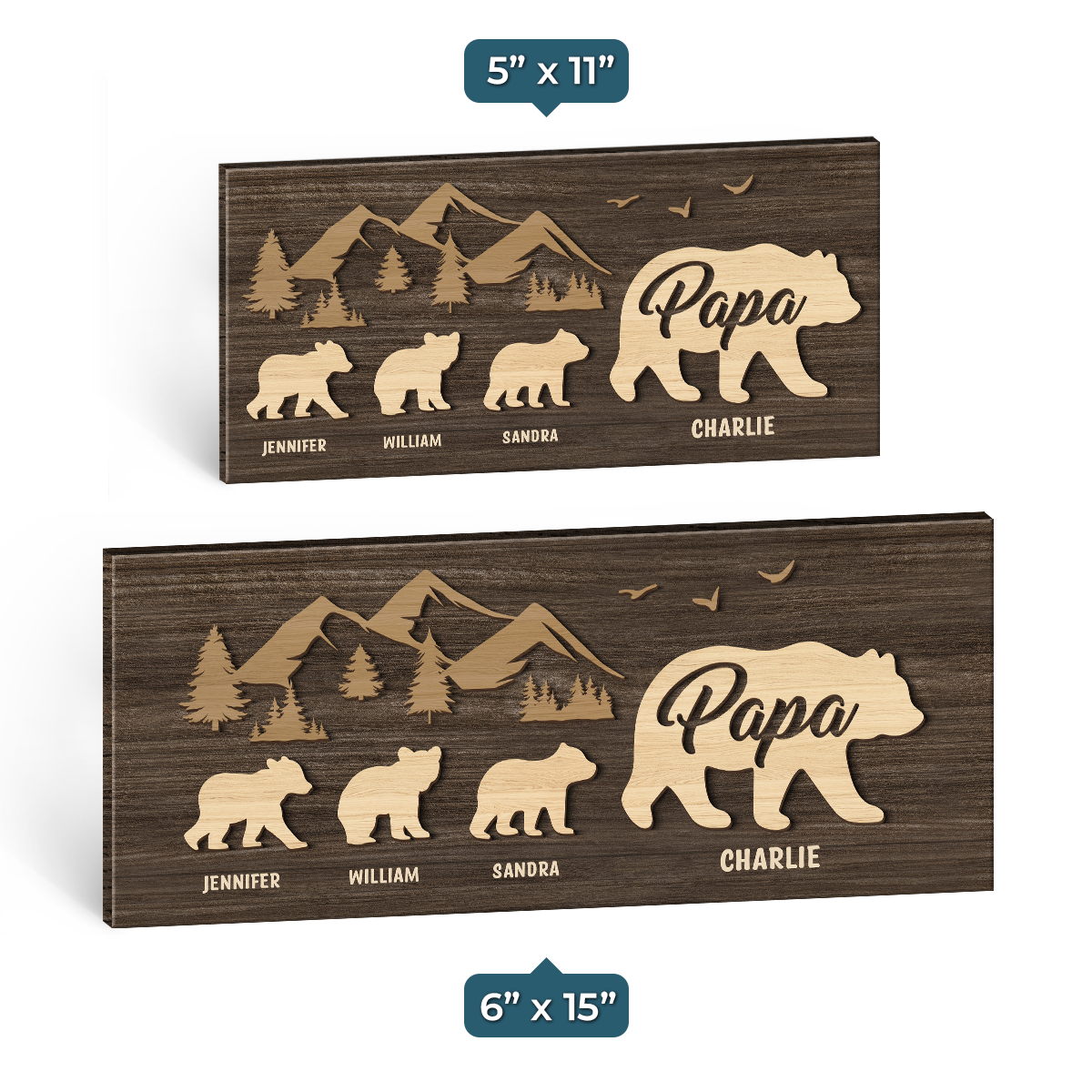 Follow Papa Bear - Family Personalized Custom Rectangle Shaped Home Decor Wood Sign - House Warming Gift For Dad