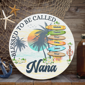 Blessed To Be Called Grandma - Family Personalized Custom Shaped Home Decor Wood Sign - Summer Vacation, House Warming Gift For Grandma