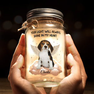 Custom Photo Forever In My Heart - Memorial Personalized Custom Mason Jar Light - Sympathy Gift For Pet Owners, Pet Lovers