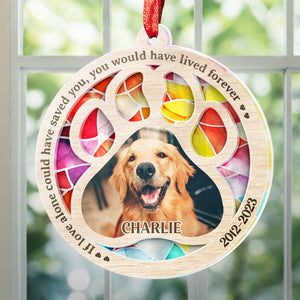 Custom Photo Once By My Side, Forever In My Heart - Memorial Personalized Custom Suncatcher Ornament - Acrylic Round Shaped - Sympathy Gift For Pet Owners, Pet Lovers