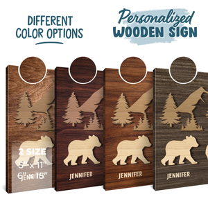 Follow Papa Bear - Family Personalized Custom Rectangle Shaped Home Decor Wood Sign - House Warming Gift For Dad