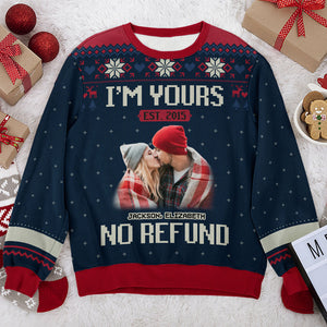 Sweat-shirt personnalisé avec photo « Je suis à toi pour toujours » pour couple, pull en laine unisexe, cadeau de Noël ou d'anniversaire.