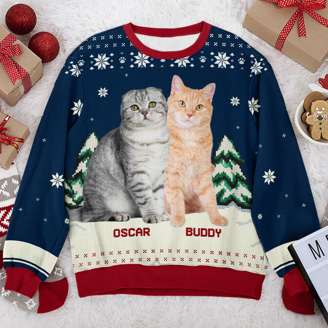 Sweat-shirt personnalisé avec photo « Joyeux Noël, mes petits animaux » - Pull en laine unisexe - Cadeau de Noël pour les propriétaires et les amoureux des animaux