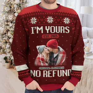 Sweat-shirt personnalisé avec photo « Je suis à toi pour toujours » pour couple, pull en laine unisexe, cadeau de Noël ou d'anniversaire.